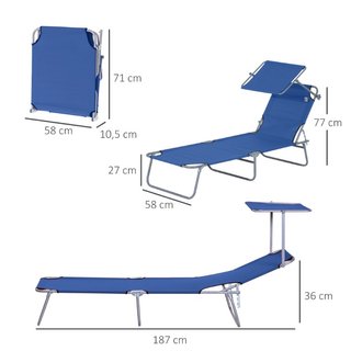 Tumbona con parasol, plegable, ajustable