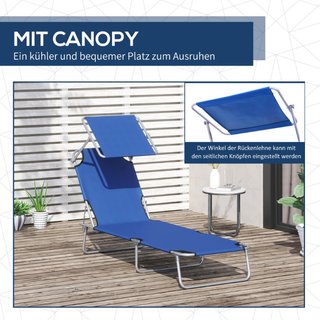 Tumbona con parasol, plegable, ajustable