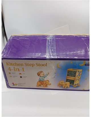 COSYLAND Torre de Aprendizaje Infantil 4 en 1 para Cocina con Barandilla de Seguridad - Diseño Plegable con Doble Pizarra - Conver