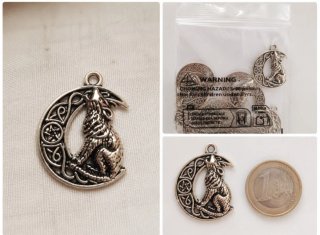 Colgante Lobo Luna Celta Plata