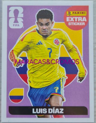 EXTRA STICKER MORADO LUIS DÍAZ FIFA WORLD CUP 26