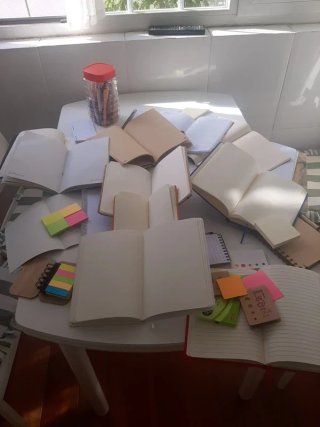 Lote de blocs de notas, cuadernos y post-its