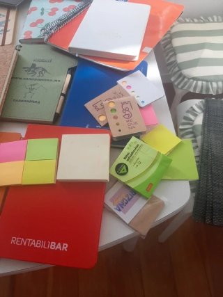 Lote de blocs de notas, cuadernos y post-its