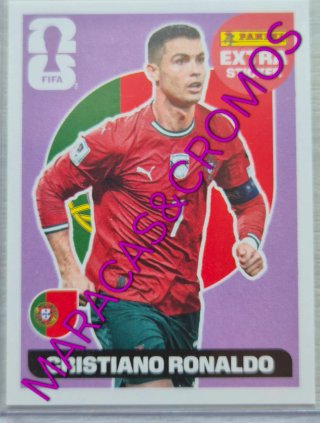 EXTRA STICKER MORADO CRISTIANÓ RONALDO FIFA WORLD
