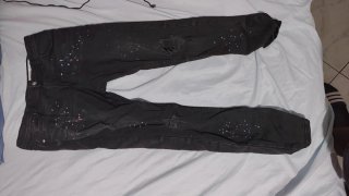 Pantalón Bershka Skinny Negro Roto Talla