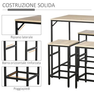 Juego de mesa alta con 4 taburetes de estilo indus