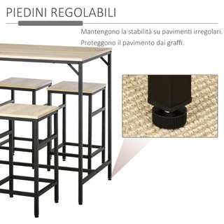 Juego de mesa alta con 4 taburetes de estilo indus