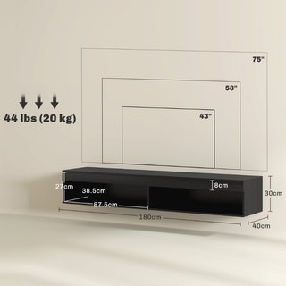 Mueble de TV suspendido de hasta 75" con luces LED