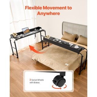 Tavolo da letto, comodino mobile con 4 ruote (2 co