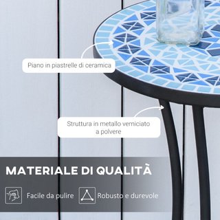 Mesa auxiliar redonda de jardín de metal con tapa