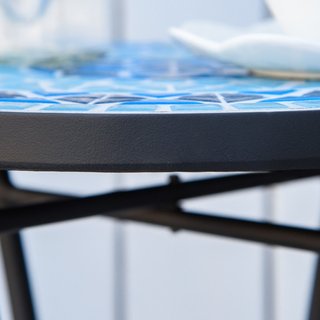 Mesa auxiliar redonda de jardín de metal con tapa