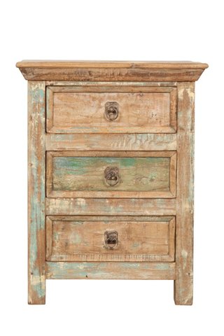 Comodino in legno massiccio riciclato con finitura
