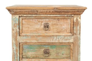 Comodino in legno massiccio riciclato con finitura