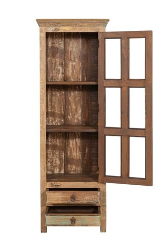 Vetrina in legno massiccio riciclato con finitura