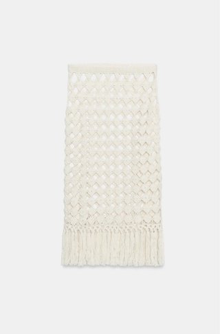 Falda crochet Zara flecos talla M Rocio Osorno