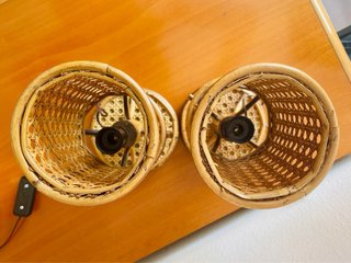 Coppia Lampade Vintage Bambù