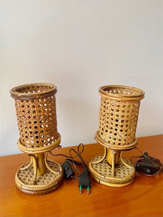 Coppia Lampade Vintage Bambù