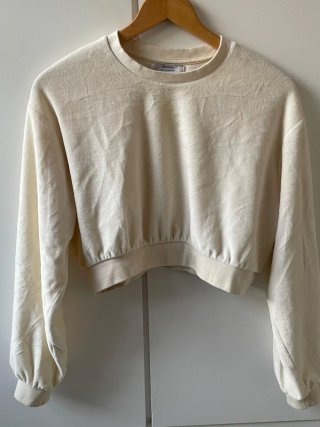 Sudadera beige cropped