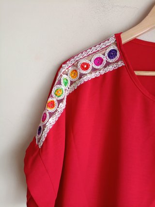Conjunto rojo con cenefa nuevo talla única