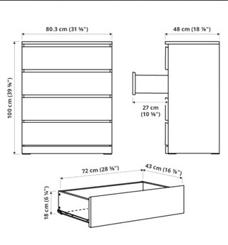 Cómoda MALM 4 cajones IKEA (negro)