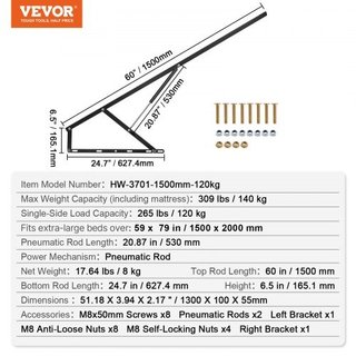 Sollevatore per letto 149,9 cm x 200,7 cm Dimensio