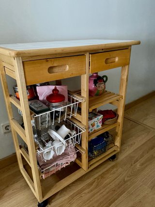 Carro auxiliar cocina madera con ruedas