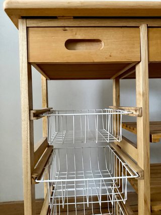 Carro auxiliar cocina madera con ruedas