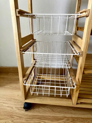 Carro auxiliar cocina madera con ruedas