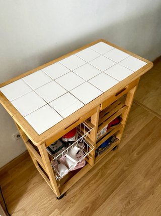 Carro auxiliar cocina madera con ruedas