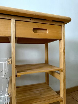 Carro auxiliar cocina madera con ruedas