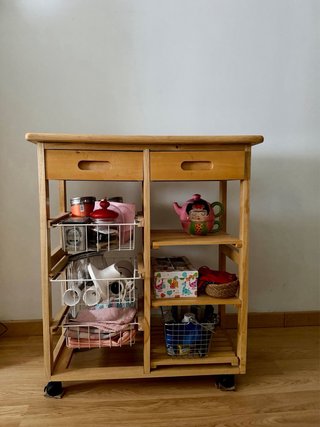 Carro auxiliar cocina madera con ruedas