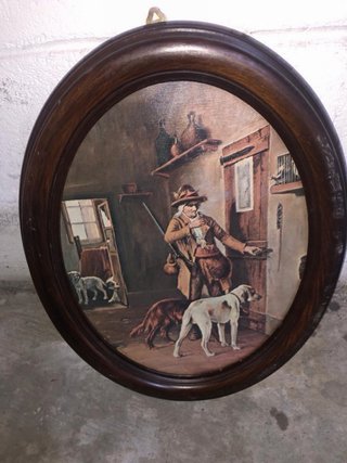 Quadro Ovale Caccia con Cani