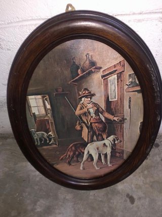 Quadro Ovale Caccia con Cani