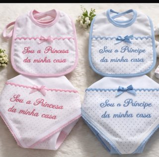 Conjunto Babete e Fralda Príncipe/Princesa