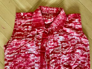 Conjunto Falda y Camisa Batik Rojo y Blanco
