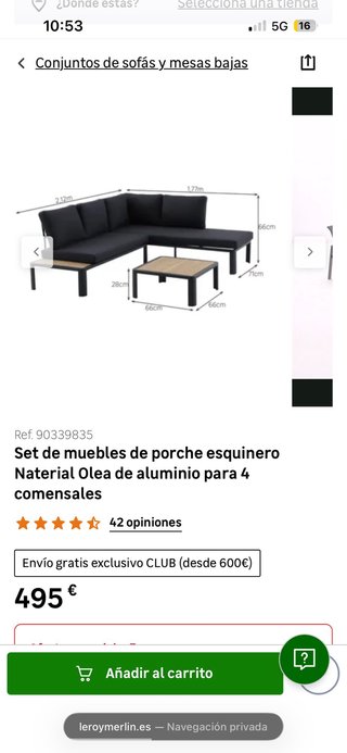 Sofá de jardín Naterial con mesa