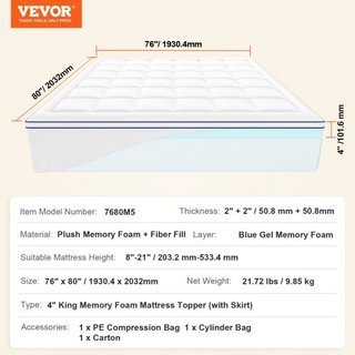 Topper per Materasso Premium in Memory Foam con Im
