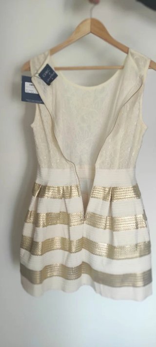 Vestido LANER corto dorado y blanco