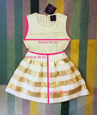 Vestido LANER corto dorado y blanco
