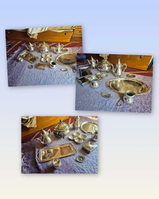 Juego antiguo de plata (Alpaca) con sello calidad.