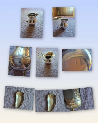 Juego antiguo de plata (Alpaca) con sello calidad.