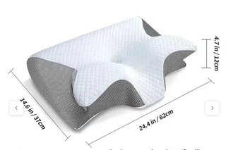 Almohada Cervical Soporte Cuello Gris/Blanco