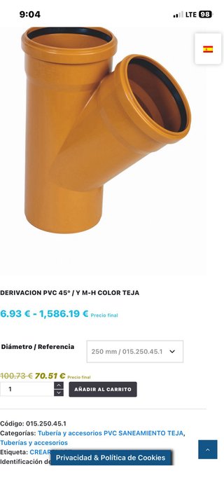 Piezas PVC Desagüe Y