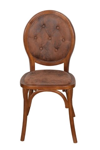 Solid wood chair with upholstered seat in walnut f