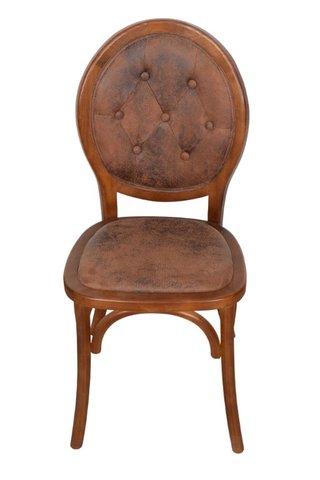 Solid wood chair with upholstered seat in walnut f
