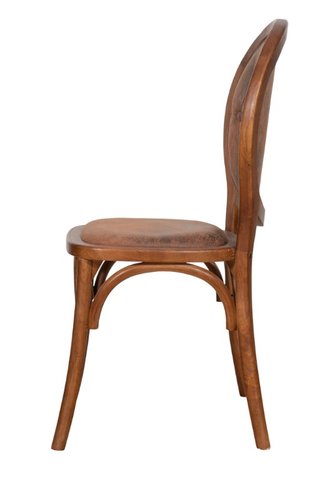 Solid wood chair with upholstered seat in walnut f