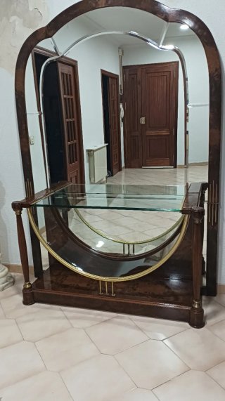 Mueble tocador espejo madera y cristal