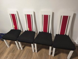 Juego de 6 sillas blancas y rojas