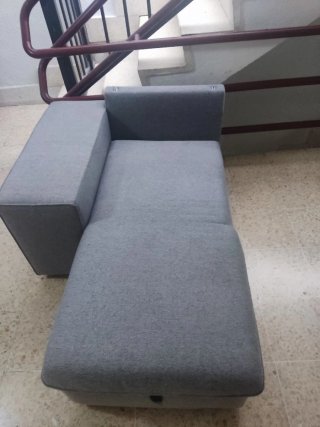 Chaise longue convertible 4 plazas gris