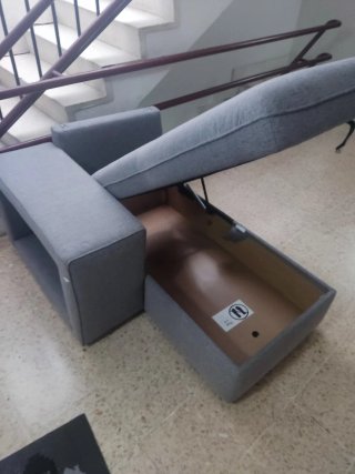 Chaise longue convertible 4 plazas gris